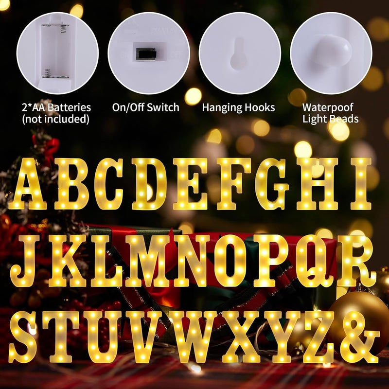 Funsky Light Up Letter A,LED Sign Marquee Letters 26 Alphabet for Party Birthday Name,Wedding,Christmas Decorations,Personalized Name Sign Letters for Centerpieces Table and Wall Decor - Image 3